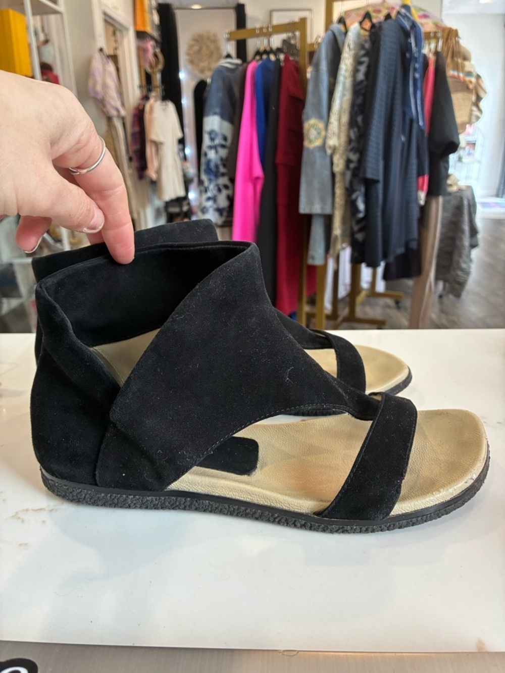 Donald Pliner Black Suede Open-Toe Flat Sandals